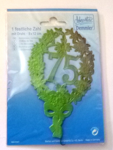 Jubiläumszahl grünfarbig - jubiläumszahl, 75